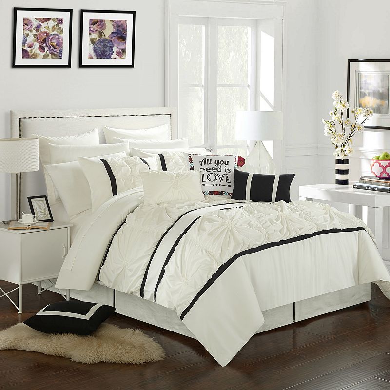 Ashville 16-piece Comforter Bedding Set, White, King