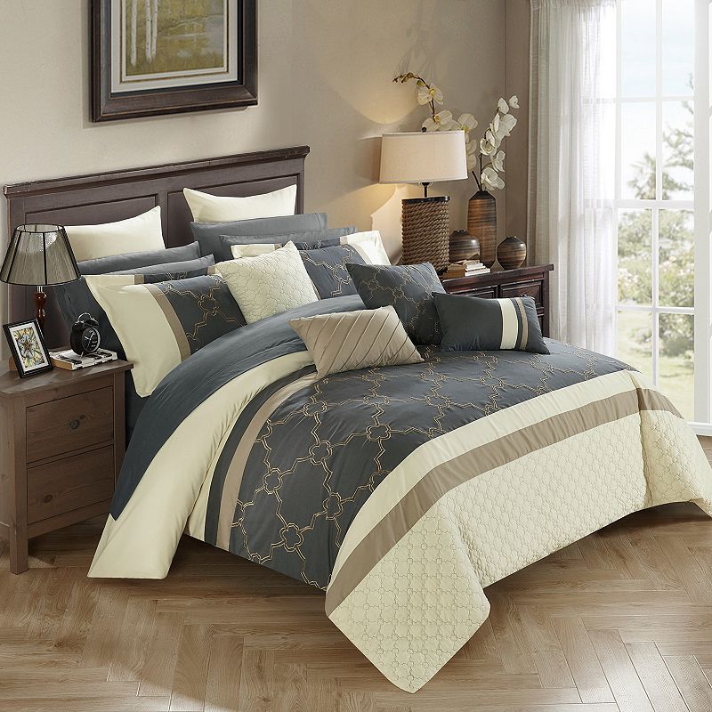 Camilia 16-piece Comforter Bedding Set, Beige Over, Queen