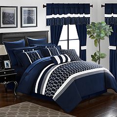  Chic Home 8-Piece Embroidery Comforter Set, King, Livingston  Black : Home & Kitchen