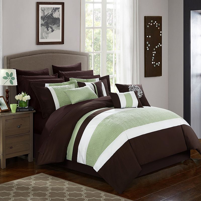 Pisa 16-piece Comforter Bedding Set, Brown, King