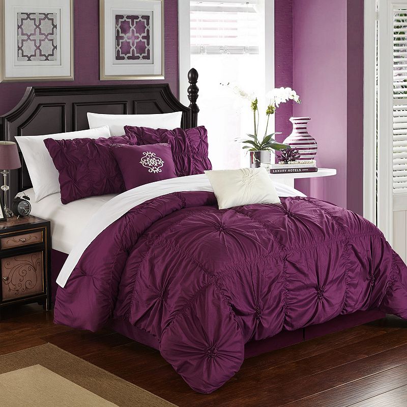 76247227 Chic Home 6-piece Comforter Set, Purple, King sku 76247227