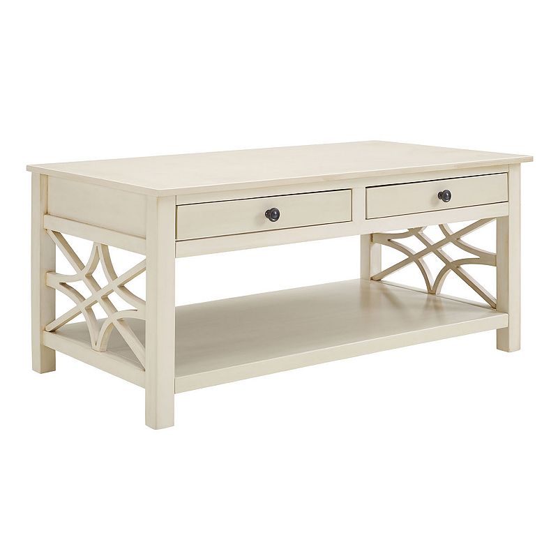 Linon Whitley Shabby Chic Coffee Table, White