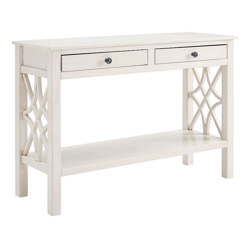 Linon Whitley Shabby Chic Console Table, White