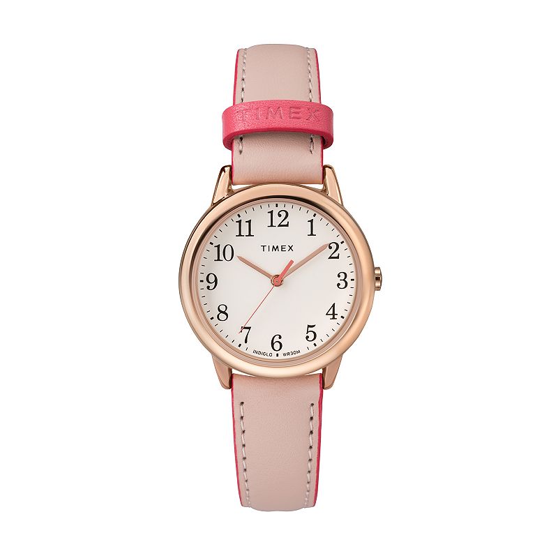 Timex® Women's Easy Reader Leather Watch - TW2R62800JT, Size: Small, Pink