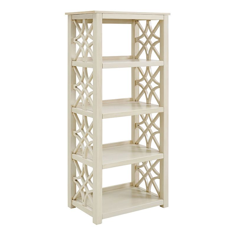 Linon Whitley Shabby Chic 4-Shelf Bookcase, White