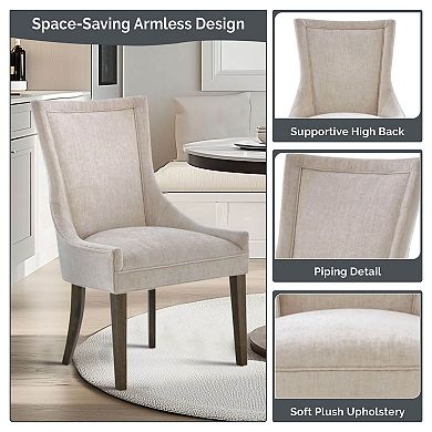 Madison Park Signature Set of 2 Ultra Upholstered Dining Side Chairs with wood legs