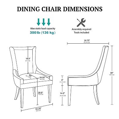Madison Park Signature Set of 2 Ultra Upholstered Dining Side Chairs with wood legs
