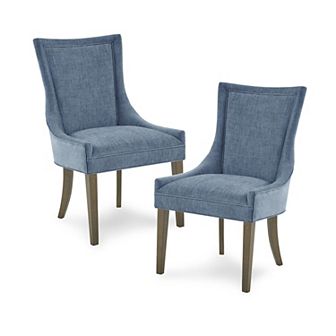 Madison Park Signature Set of 2 Ultra Upholstered Dining Side Chairs With Wood Legs