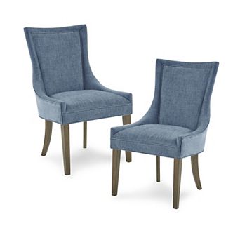 Madison Park Signature Set of 2 Ultra Upholstered Dining Side Chairs With Wood Legs