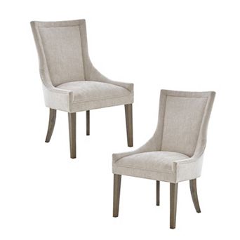 Madison Park Signature Set of 2 Ultra Upholstered Dining Side Chairs With Wood Legs