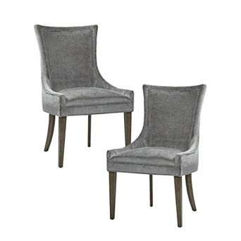 Madison Park Signature Set of 2 Ultra Upholstered Dining Side Chairs With Wood Legs