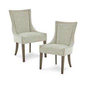 Madison Park Signature Set of 2 Ultra Upholstered Dining Side Chairs With Wood Legs