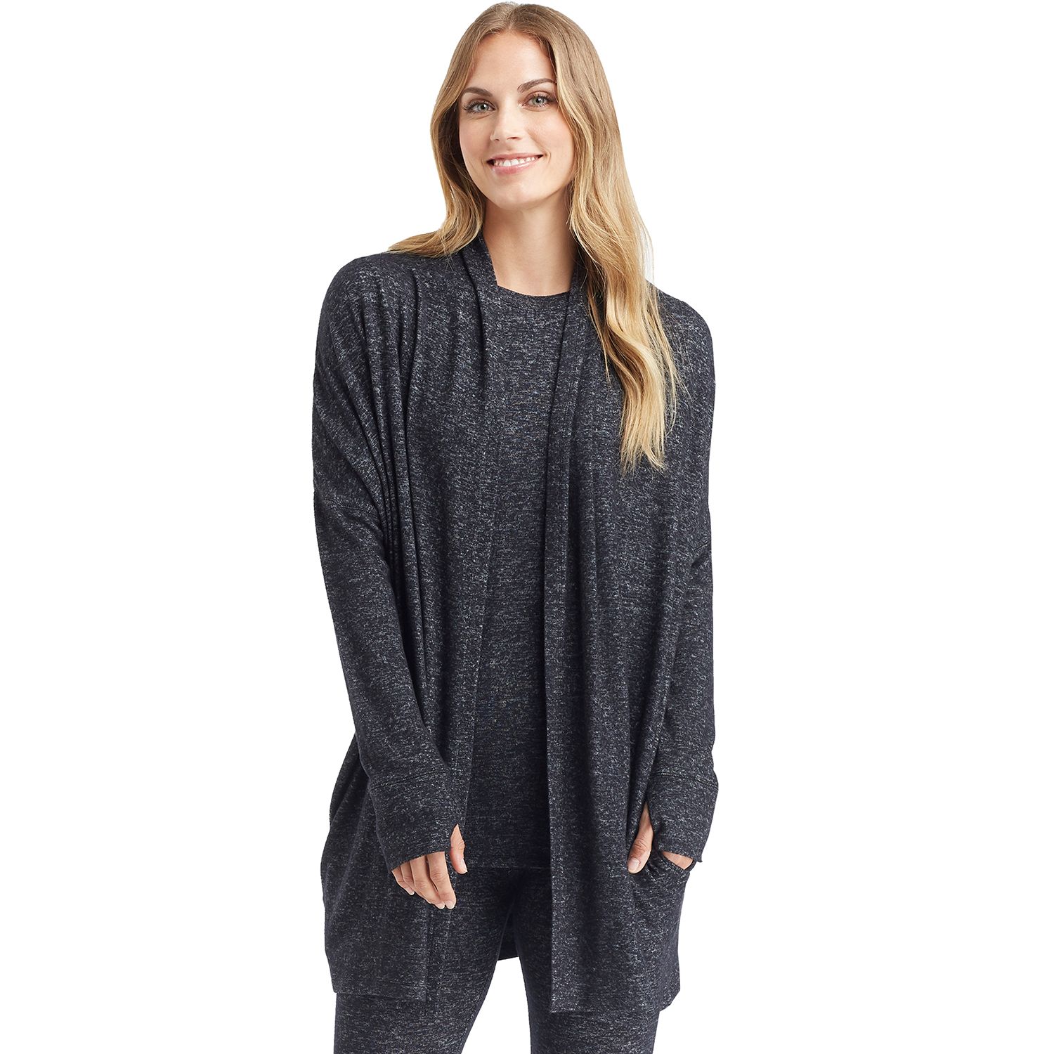 plus size cuddl duds fleece hooded wrap cardigan
