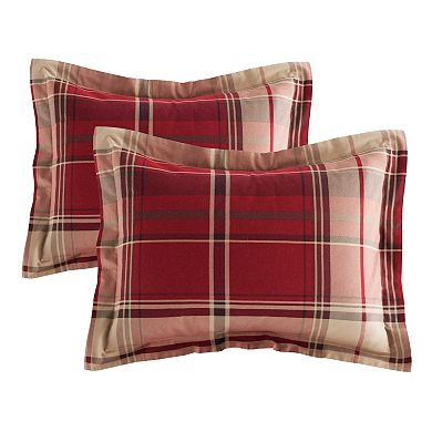 Cuddl Duds Home Red Plaid 4-piece Flannel Comforter Set