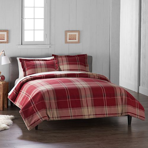 Cuddl Duds Home Red Plaid Duvet Cover Set