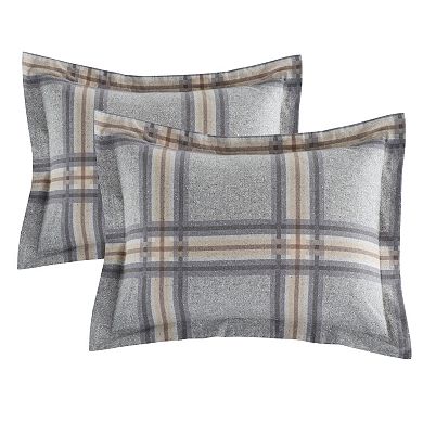 Cuddl Duds Home Gray Plaid 4-piece Flannel Comforter Set