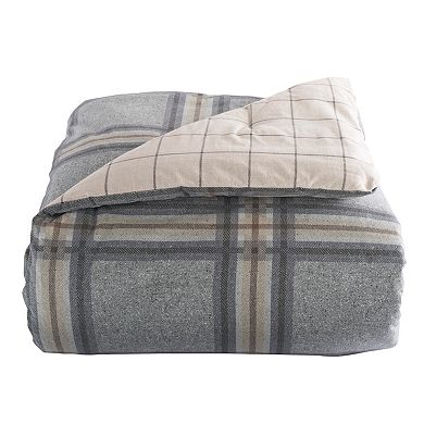 Cuddl Duds Home Gray Plaid 4-piece Flannel Comforter Set