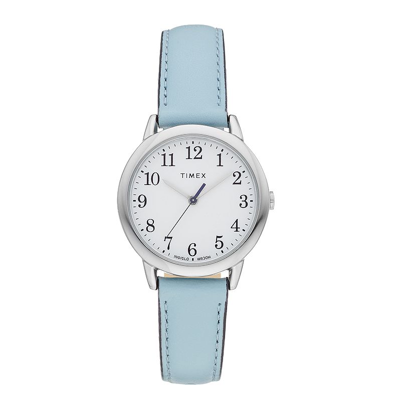 Timex® Women's Easy Reader Leather Watch - TW2R62900JT, Size: Small, Blue