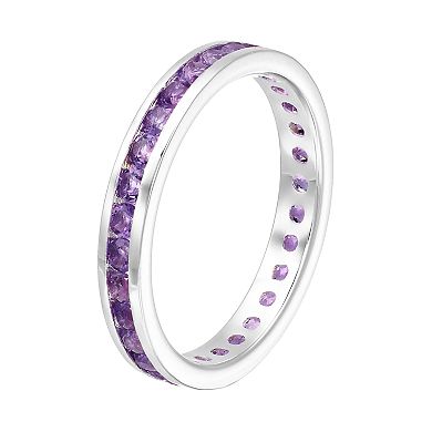 Traditions Sterling Silver Channel-Set Amethyst Birthstone Ring