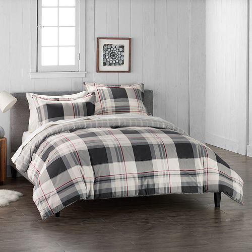 Cuddl Duds Home Gray Lodge Plaid Duvet Cover Set