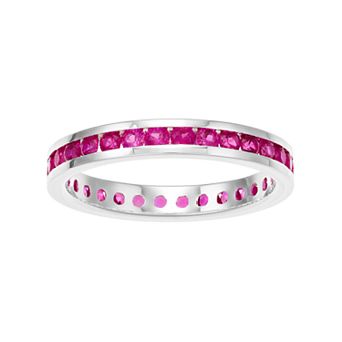 Traditions Jewelry Company Sterling Silver Channel-Set Lab-Created Ruby Birthstone Ring