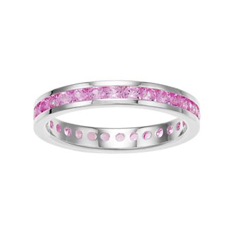 Traditions Jewelry Company Sterling Silver Channel-Set Pink Tourmaline Birthstone Ring