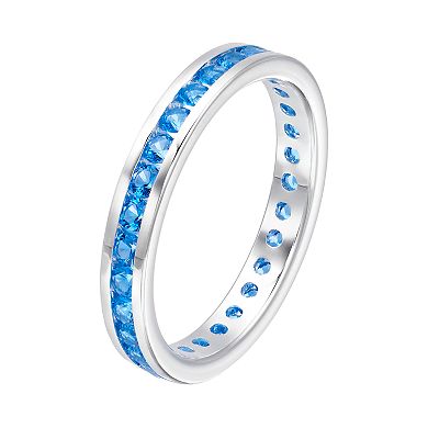 Traditions Sterling Silver Channel-Set Blue Topaz Birthstone Ring