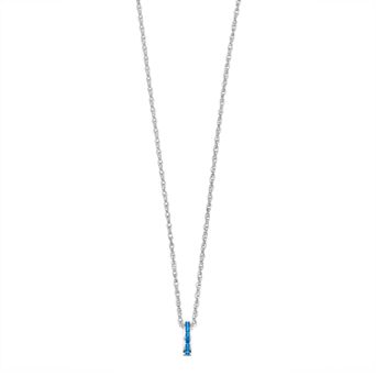 Traditions Jewelry Company Sterling Silver Channel-Set Blue Topaz Birthstone Pendant Necklace