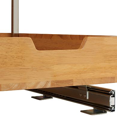 Household Essentials Glidez Wood 2-Tier 11.5-inch Wide Sliding Under Cabinet Organizer