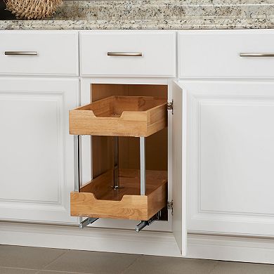 Household Essentials Wood 2-Tier 11.5-inch Wide Sliding Under Cabinet Organizer