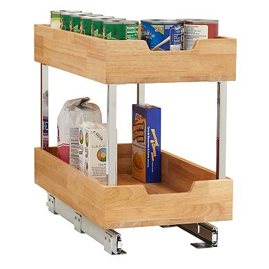 Household Essentials Wood 2-Tier 11.5-inch Wide Sliding Under Cabinet Organizer