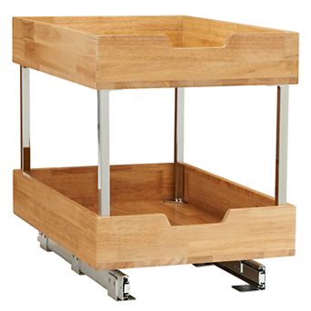 Household Essentials Wood 2 tier 14.5-inch Wide Sliding Under Cabinet Organizer