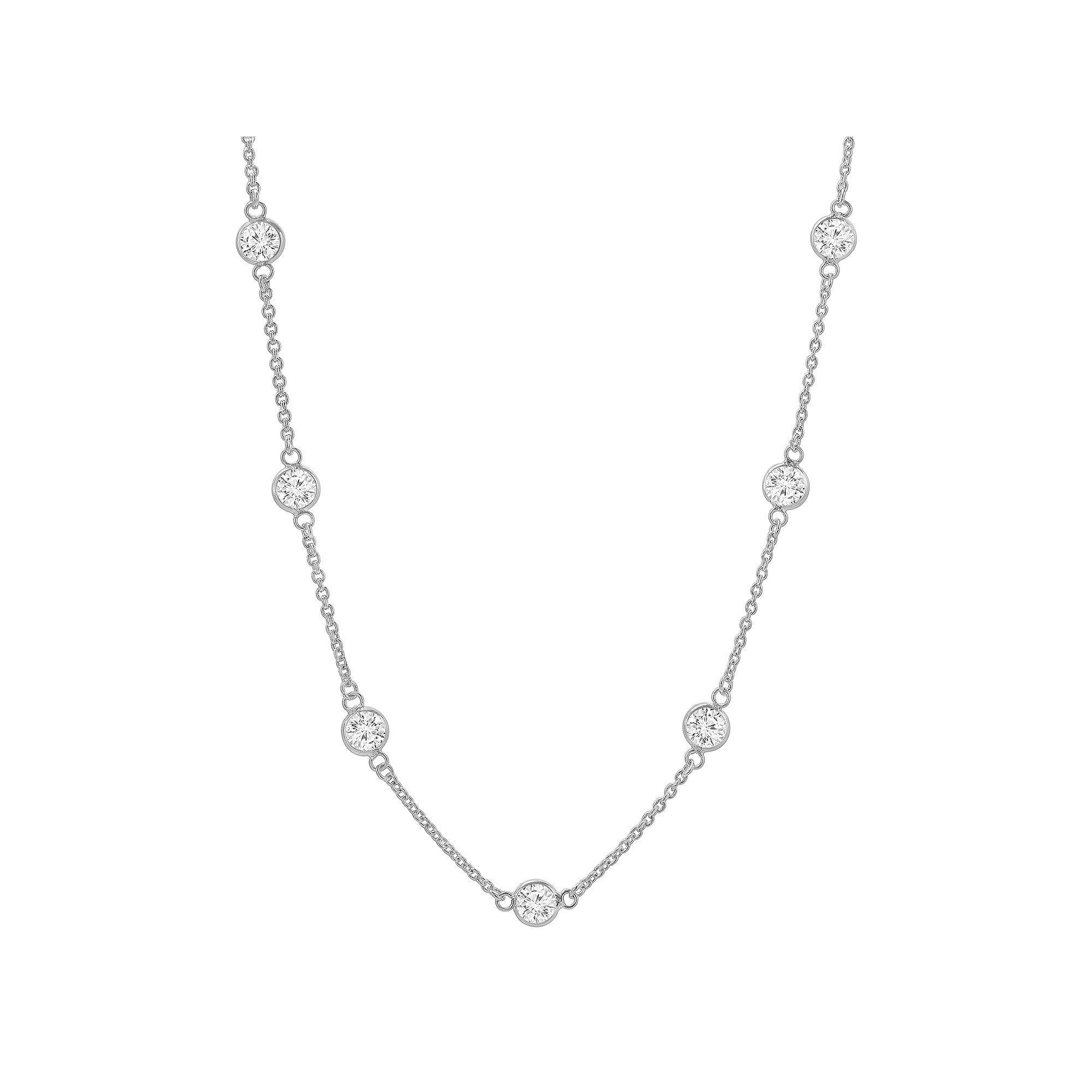 PRIMROSE Sterling Silver Cubic Zirconia Station Necklace, Womens, Size: 2