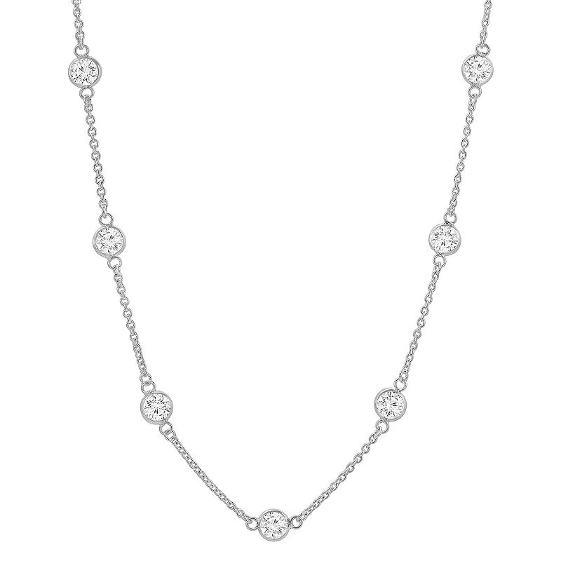 PRIMROSE Sterling Silver Cubic Zirconia Station Necklace, Womens, Size: 1