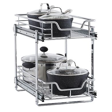 Household Essentials 2-Tier 11.5-inch Wide Dual Sliding Under Cabinet Organizer