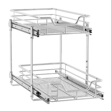 Household Essentials Glidez 2-Tier 11.5-inch Wide Dual Sliding Under Cabinet Organizer