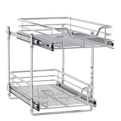 Household Essentials 2-Tier 11.5-inch Wide Dual Sliding Under Cabinet Organizer