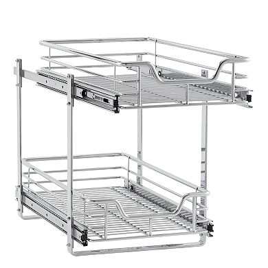 Household Essentials Glidez 2-Tier 11.5-inch Wide Dual Sliding Under Cabinet Organizer