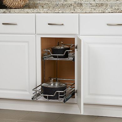 Household Essentials 2-Tier 11.5-inch Wide Dual Sliding Under Cabinet Organizer