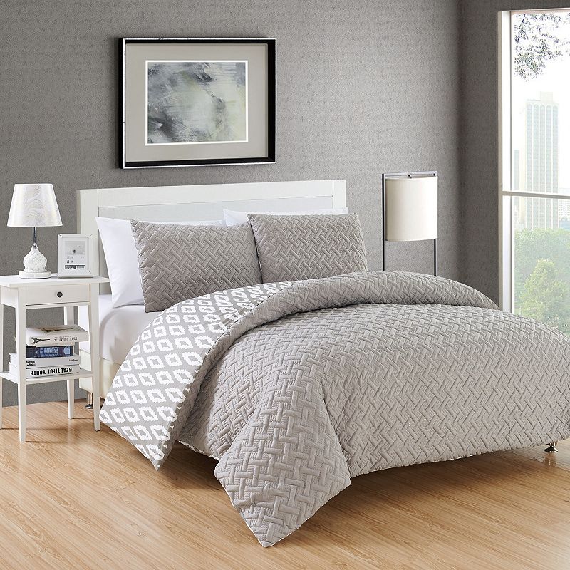 39301346 Ora 7-piece Comforter Bedding Set, Grey, Queen sku 39301346