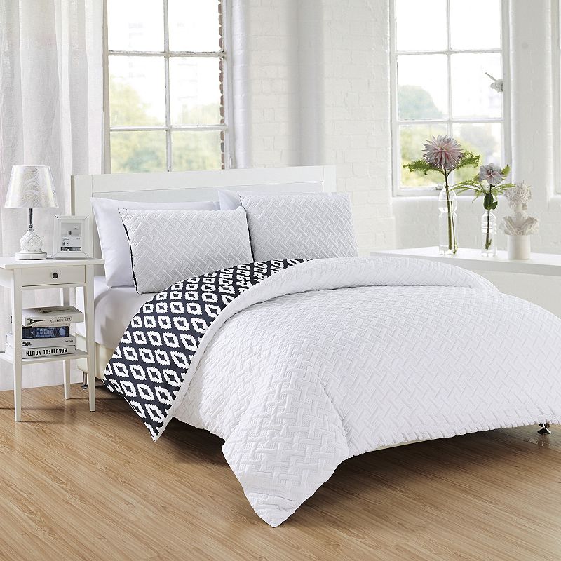 33623481 Ora 7-piece Comforter Bedding Set, White, Queen sku 33623481