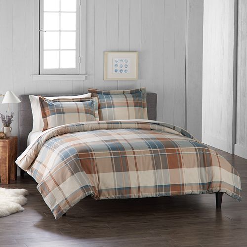 Cuddl Duds Home Blue Plaid Duvet Cover Set