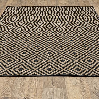 StyleHaven Mainland Diamond Panel Geometric Indoor Outdoor Rug