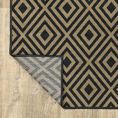 StyleHaven Mainland Diamond Panel Geometric Indoor Outdoor Rug