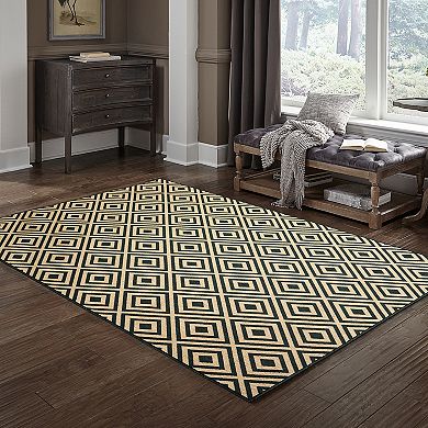 StyleHaven Mainland Diamond Panel Geometric Indoor Outdoor Rug