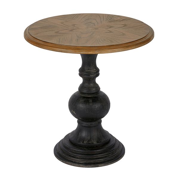 Madison Park Hemlock Pedestal End Table, Wood Pedestal Accent Table Round