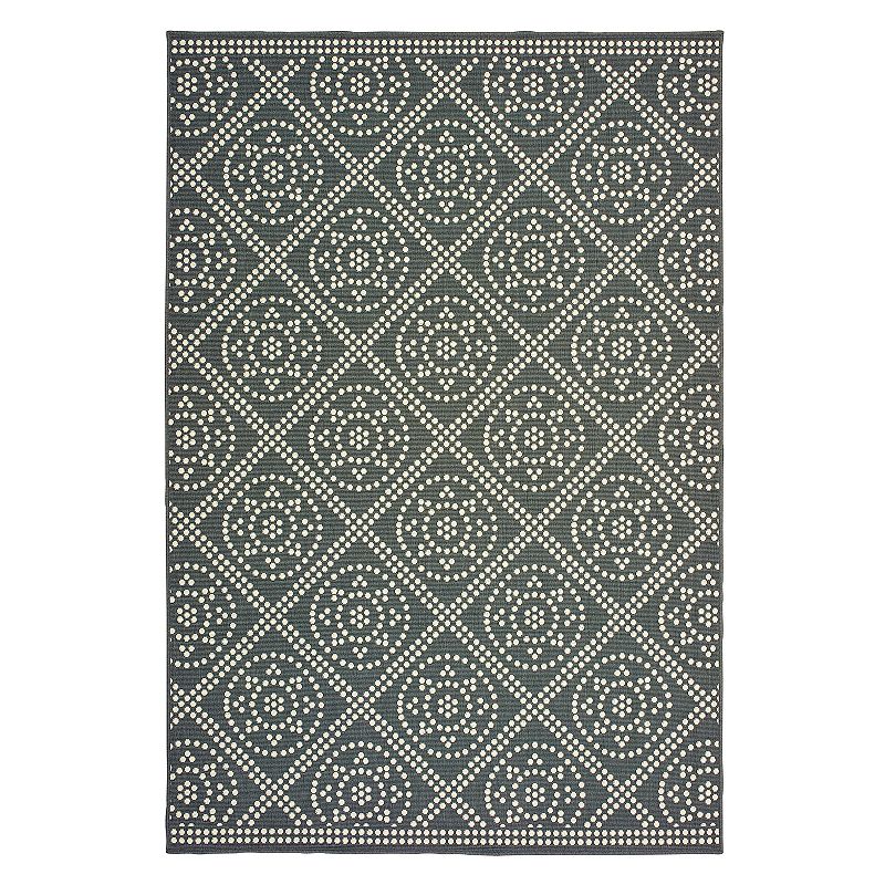 StyleHaven Mainland Lattice Geometric Indoor Outdoor Rug, Grey, 5X7.5 Ft