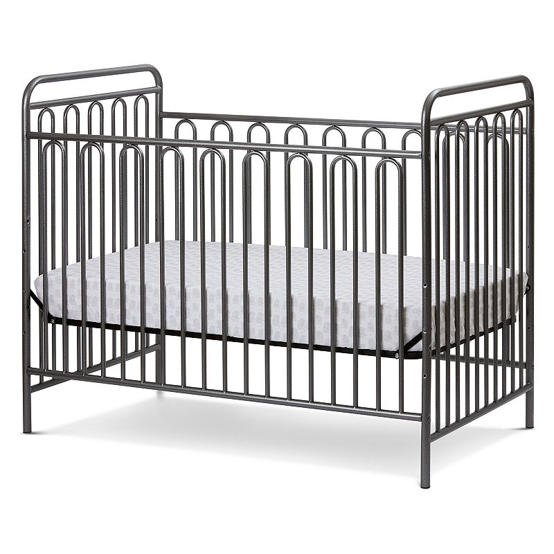 LA Baby Trinity 3-in-1 Convertible Full Sized Metal Crib, Grey