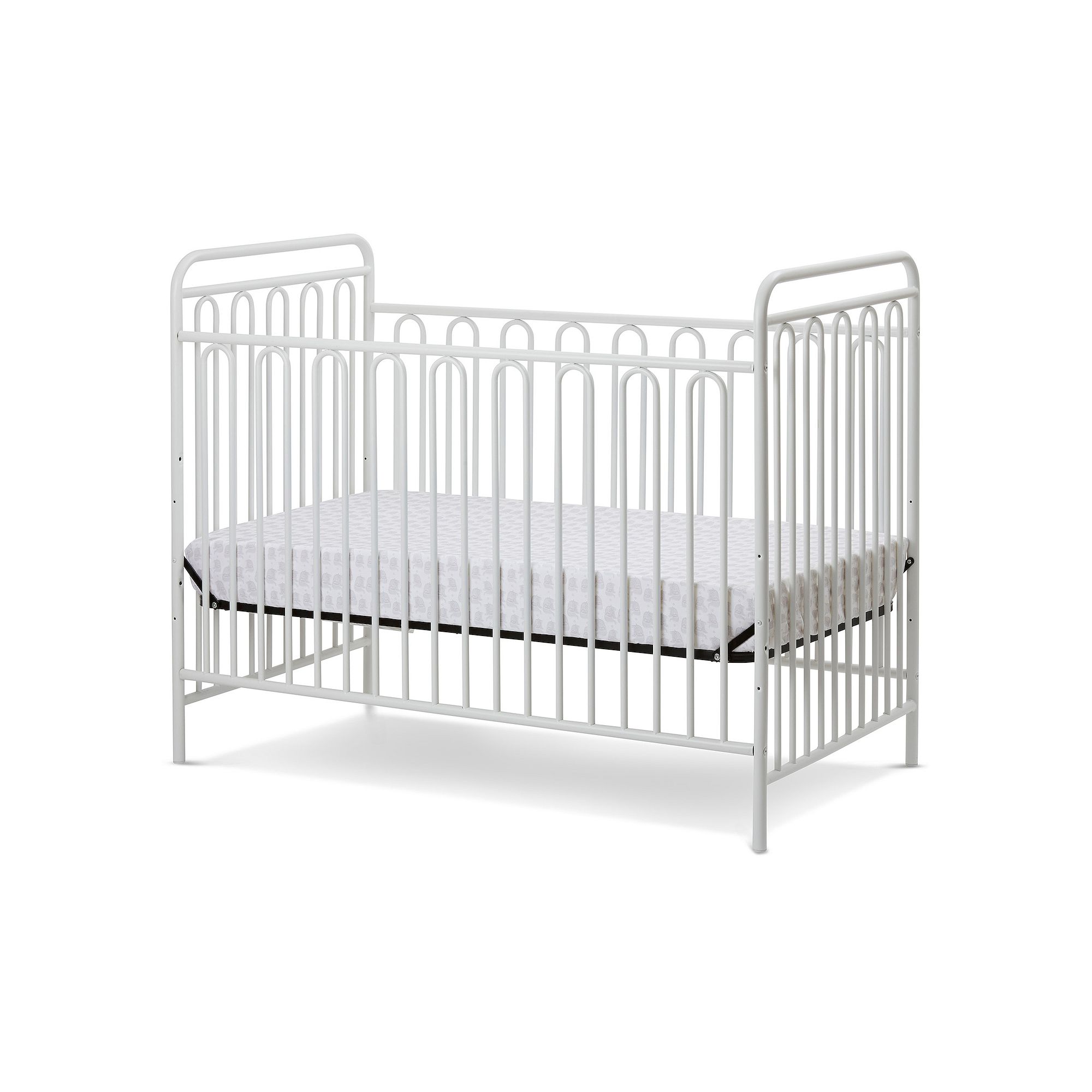 LA Baby Trinity 3 in 1 Convertible Full Sized Metal Crib, White