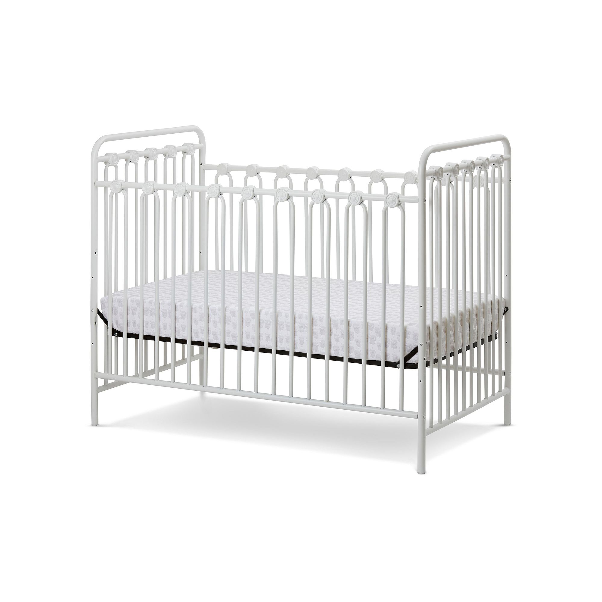 LA Baby Napa 3-in-1 Convertible Full Sized Metal Crib, White